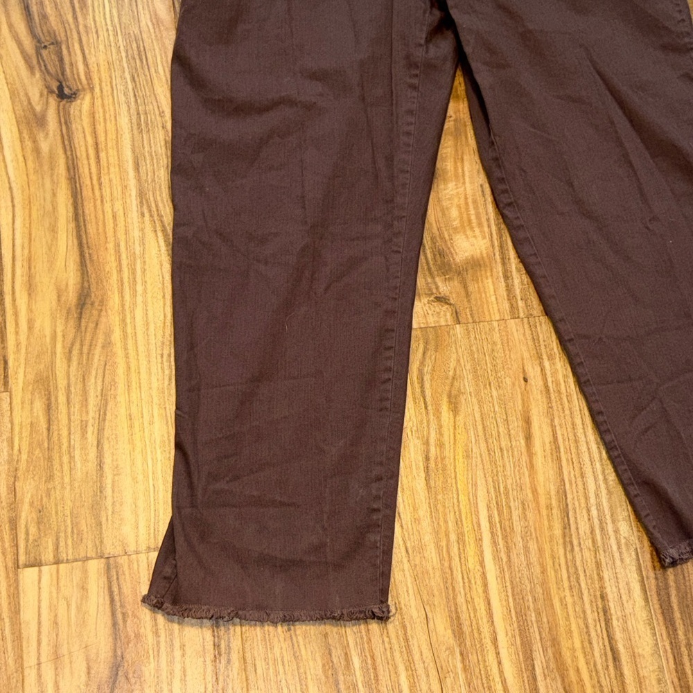 Aerie women’s medium overalls jumper werk & play twill brown crop ankle frayed - Picture 9 of 14